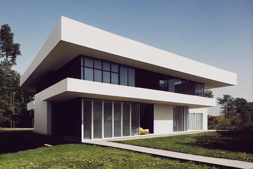Box Roof house color contrast