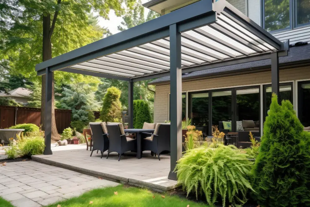 Clear-plastic Gable Roof for an All-weather Patio