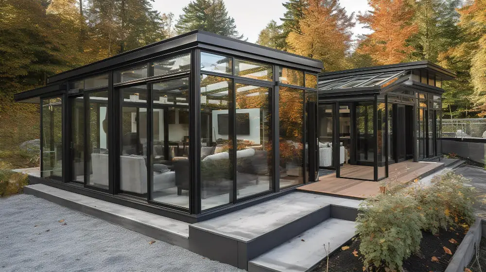 Glass-paneled Gable Patio Roof for an Open Feel