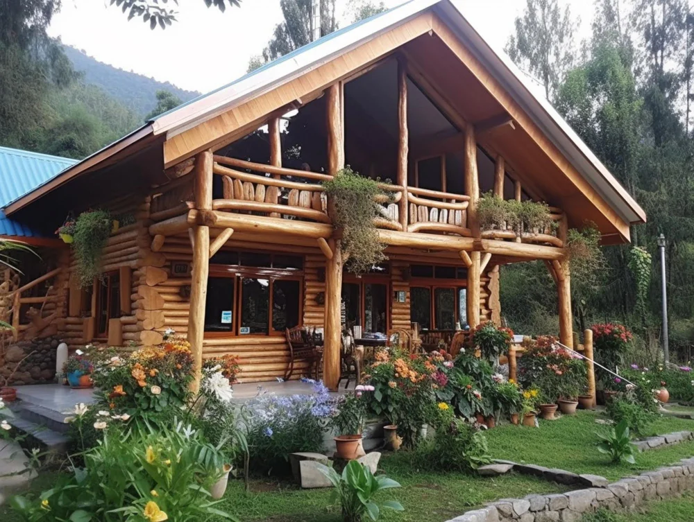 Rustic Gable Roof With Exposed Beams