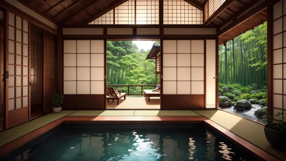 Bamboo Roofing With Shoji Panels Japanese House