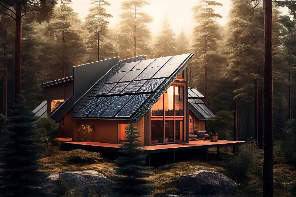 Cabin Sloped Roof With Solar Panels