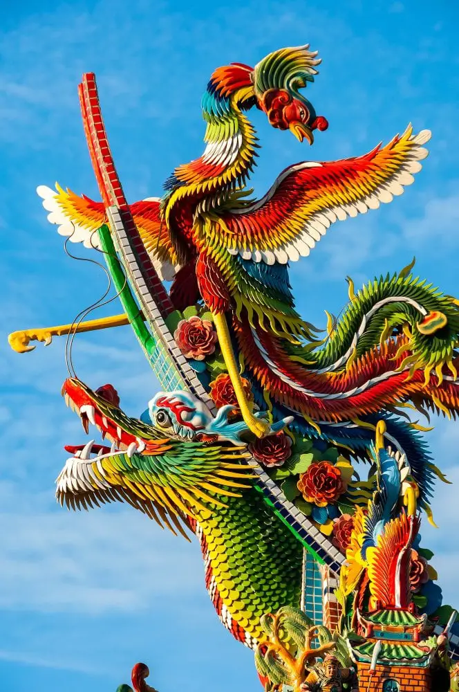 Chinese Dragon and Phoenix Roof Decorations