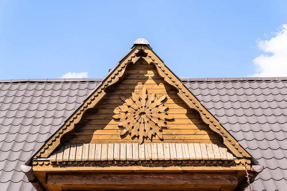 Gable Porch With Detailed Wood Carving