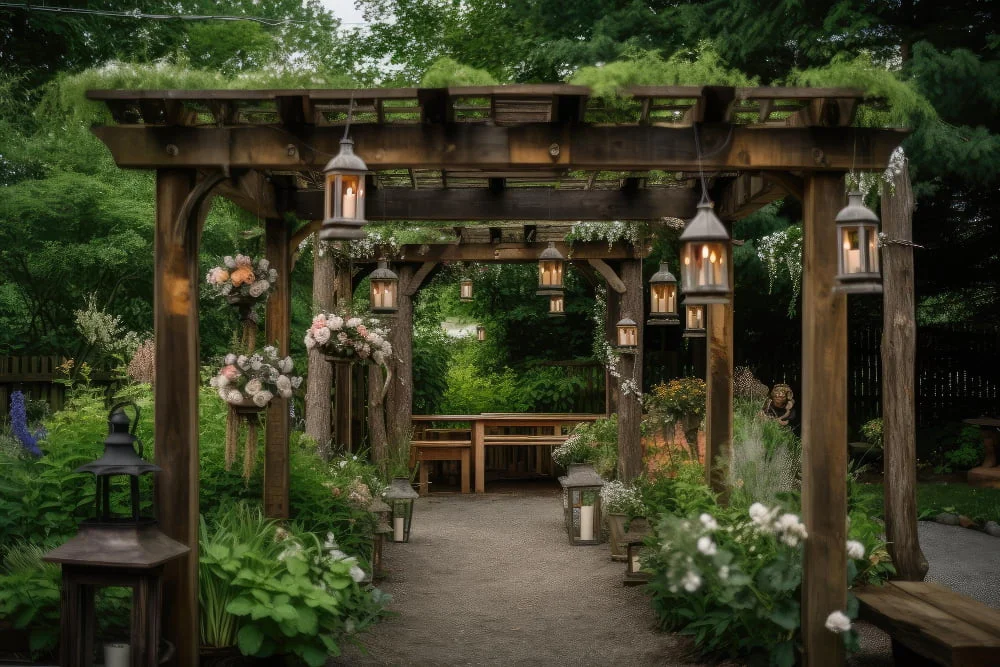 Pergola Style Roof With Climbing Plants Cabin