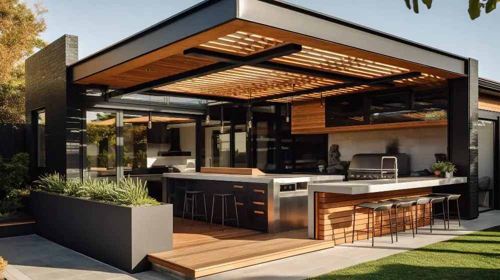 Pergola-style Roof Outdoor Kitchen