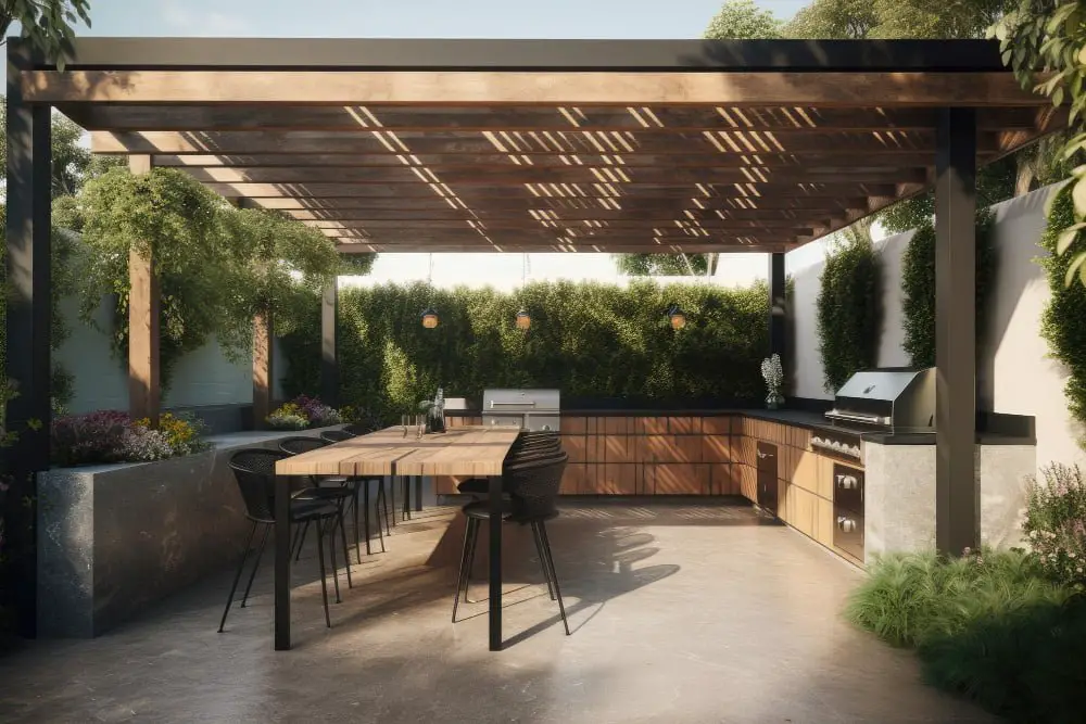 Slatted Roof Outdoor Kitchen