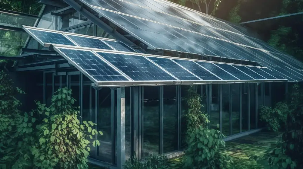 Solar Panel Integrated Roofing Greenhouse