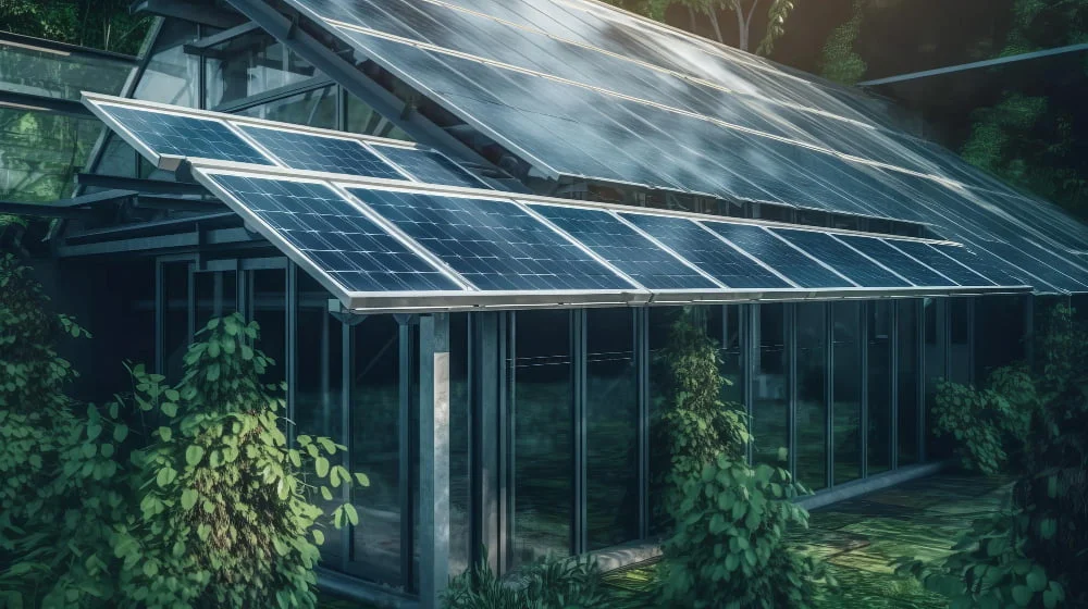 Solar Panel Integrated Roofing Greenhouse 