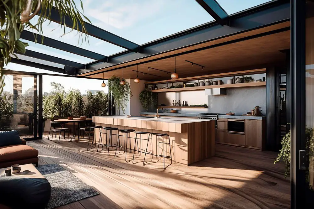 Transparent Polycarbonate Roofing Outdoor Kitchen