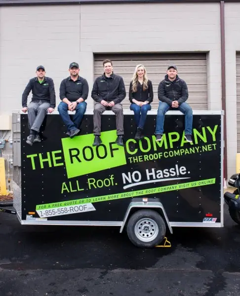 The roofing company name is "The Roof Company roofing company in Michigan
