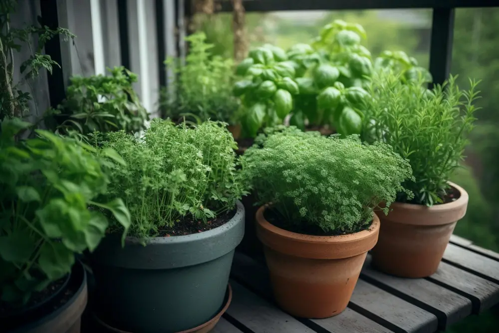 Aromatic Garden With a Variety of Herbs