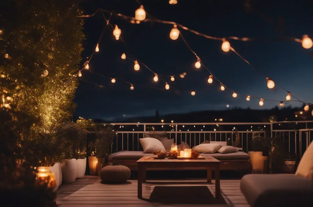 Outdoor String Lights Roof Terrace