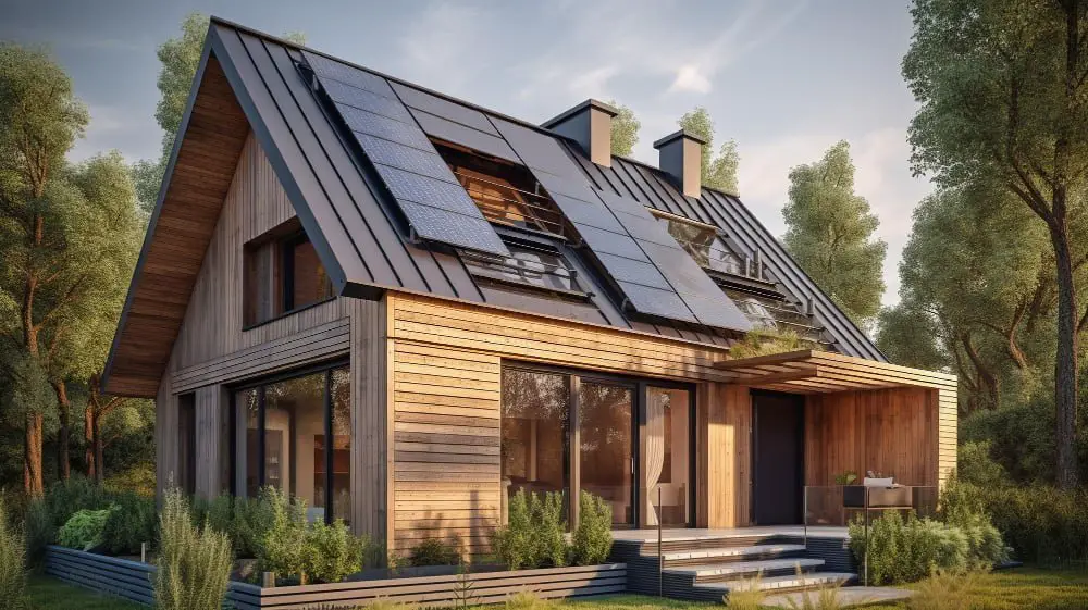 Wooden Gable Roof With Solar Panels Contemporary