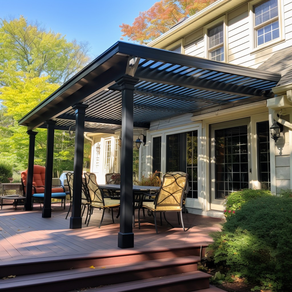 louvered roof system for adjustable shade